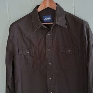 Wrangler Western Snap Shirt Large Black Goth Cowboy Indie Sleaze Workwear